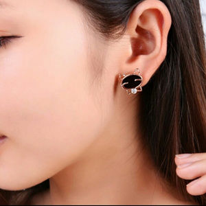 Diamond Cat Stud Earrings